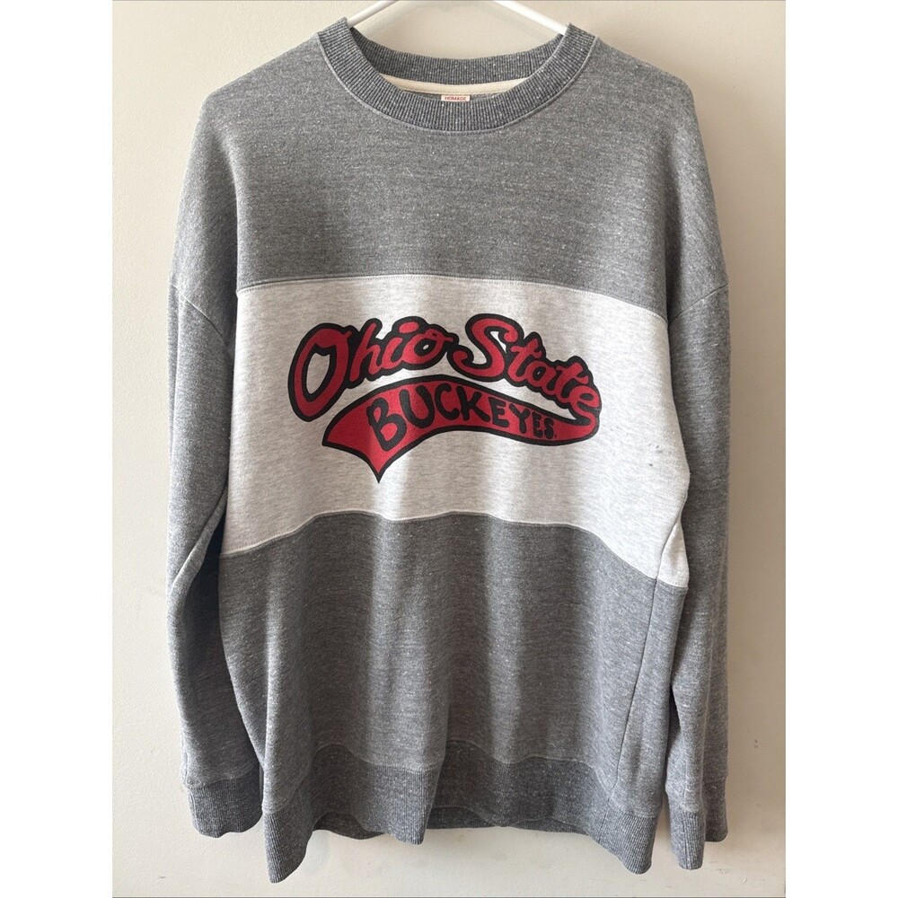 Ohio State Buckeyes Sweatshirt Mens M Gray Homage Script Ohio Crewneck